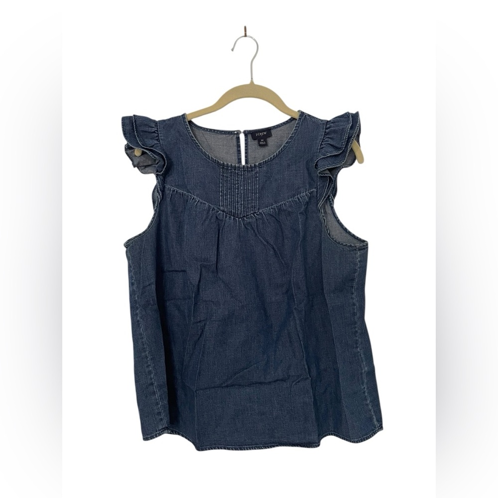 J.Crew Re-Imagined Ruffle Sleeve Chambray Top